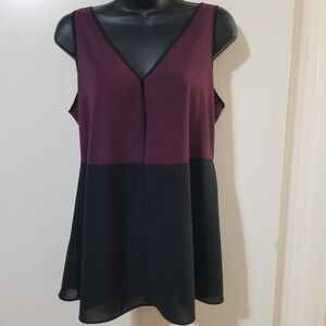 Narcisco Rodriguez Design Nation Top M V Neck Colorblock Plum Black Flowy